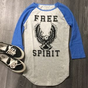 Free Spirit Eagle Baseball Tee Vintage Inspired